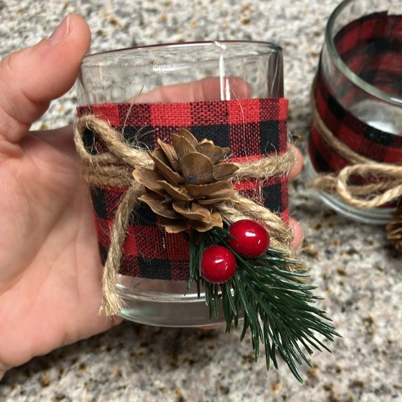 Christmas 2 set buffalo chic style candle holders - Picture 2 of 3